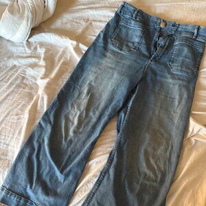 The Colette Cropped High-rise Wide Leg Jean by Maeve